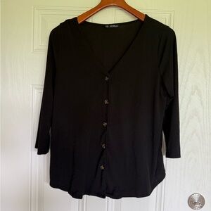 2 for $10 sale: Storybuk black lightweight stretch button up v-neck blouse - M